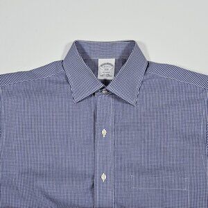 Brooks Brothers Regent Blue Gingham Dress Shirt Size 15-2/3